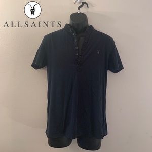 AllSaints Convertible Henley Polo Medium
